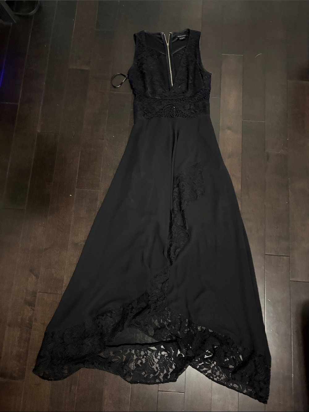 Marciano Black Sleeveless Lace-Trim Maxi Dress